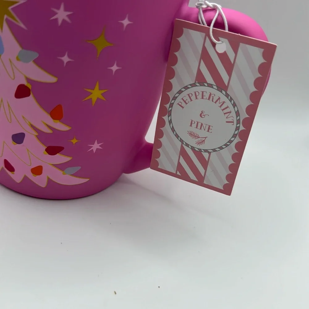 Hot‎ Pink Christmas Tree Soft Matte Touch Coffee Tea Mug NWT